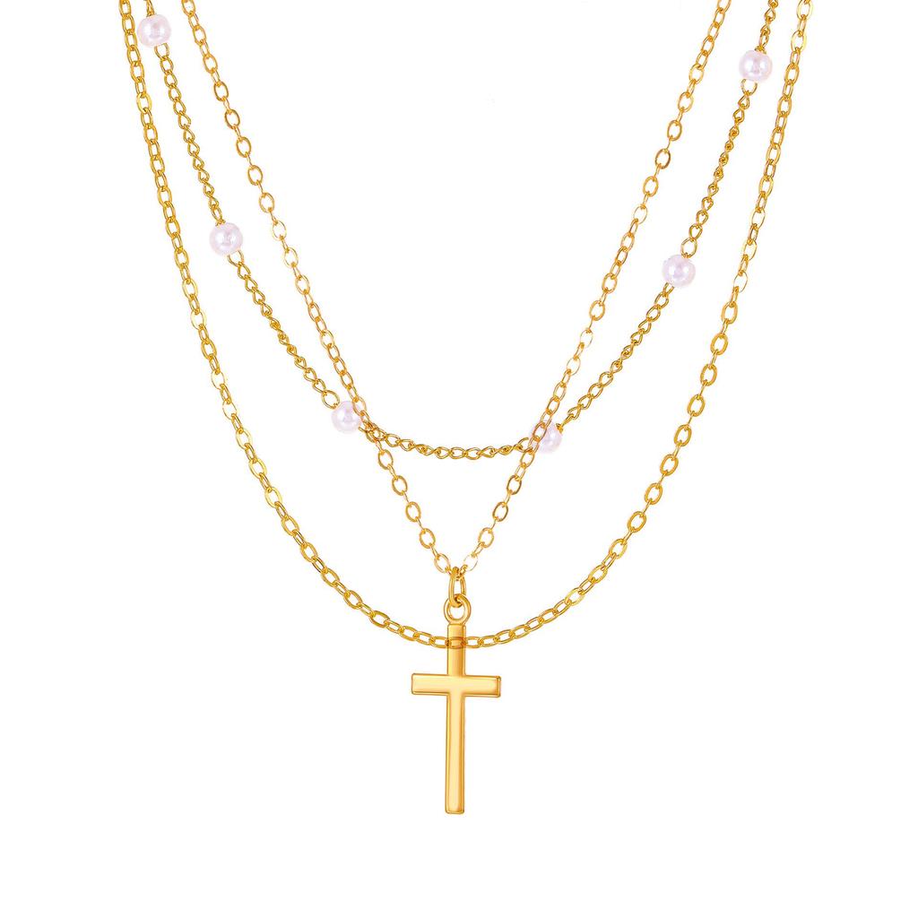 Women's Geometric Diamond Cross Necklace - European & American Punk Hip-Hop Style Choker