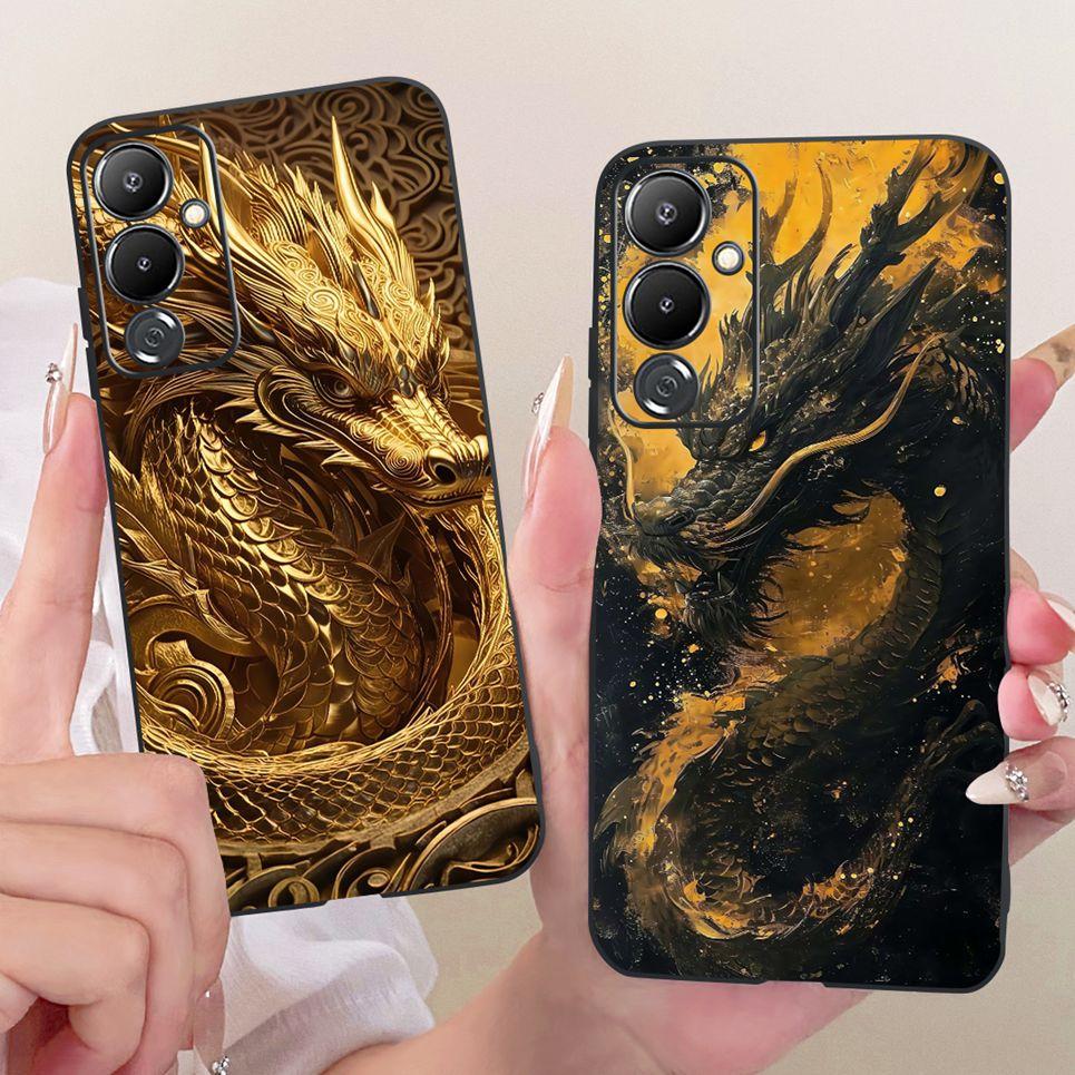 Casing For Tecno Pova 7 4G 5G LJ6 LJ7 Phone Case Pova 7 Pro Pova7 Ultra Cases Cute Cartoon Animals Dragon Lion Soft Black Cover