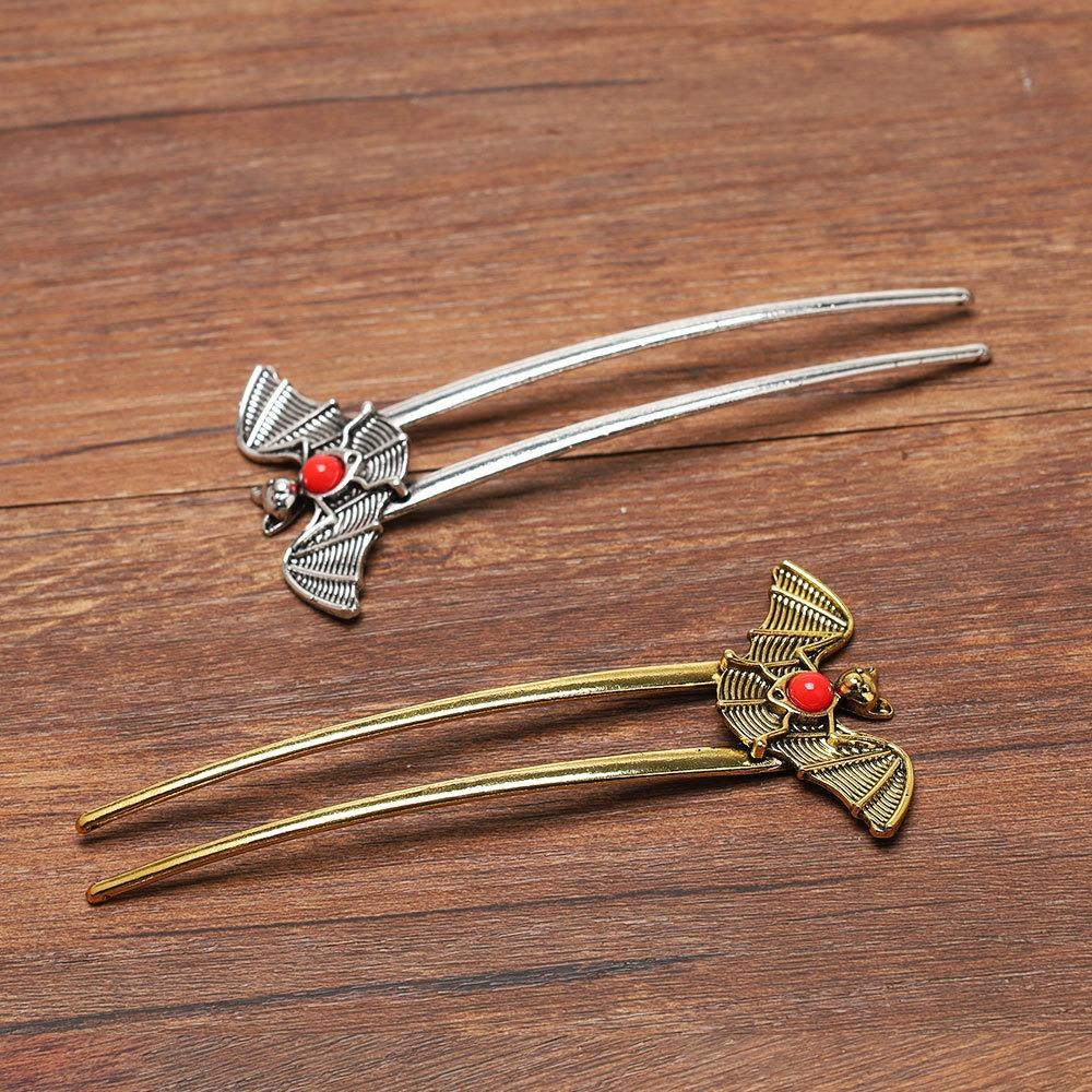 Fashion Halloween Gothic Style Retro Ethnic Style Bat U-Shaped Hairpin for Woman Dark Wind Punk Vampire Bat Hairpin