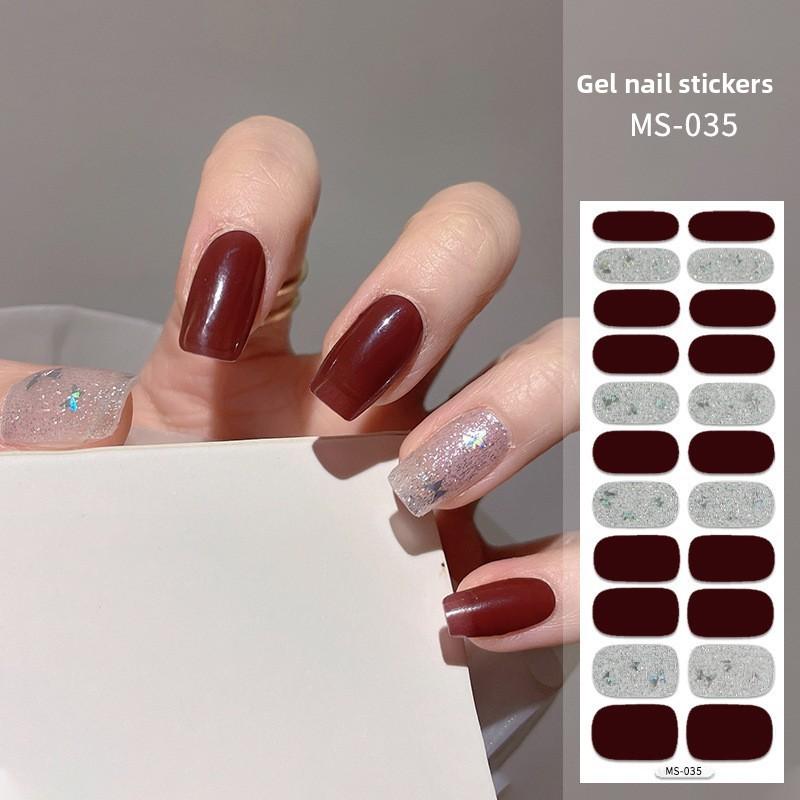 Neue glitzernde ultradünne Nagelaufkleber einfarbig wasserfest Ölfilm Nagelaufkleber