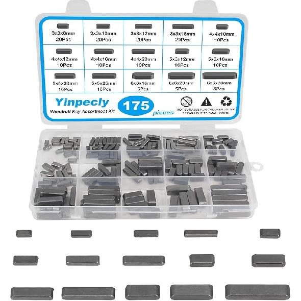 Yinpecly 120Pcs Woodruff Key Assortment Kit, 10 Popular Sizes Of Half Moon Keys, Metric Keyway And Key Stock Set,Woodruff Semicircle Key, Shaft Crank
