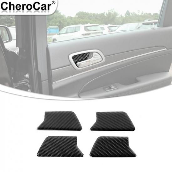 Inner Door Handle Bowl Cover Trim Sticker For Jeep Grand Cherokee Carbon Fiber