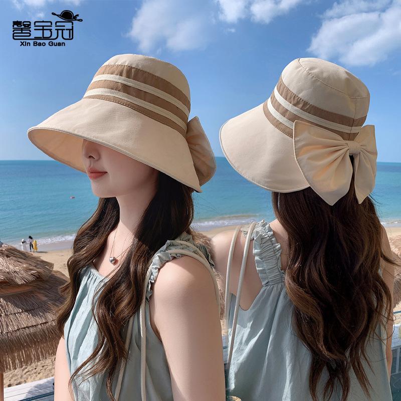 8502 summer sun hat children fashion bow bucket hat outdoor play face cover sun hat