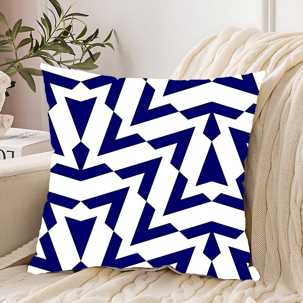 Blaues Muster Streifen Geometrisch Kissenbezug Elegant Paar Zuhause Wohnzimmer Schlafzimmer Dekorativ Rechteckiger Kissenbezug Sofakissenbezug