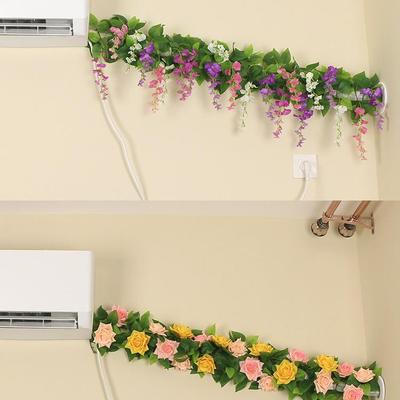 Ghirlanda di Fiori Artificiali per Coprire Decorativamente Condizionatori e Tubi