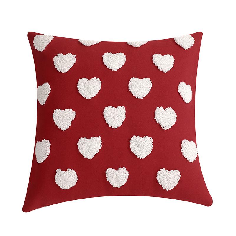 Love Pillow Cover Heart Shaped Pillow Cover Valentines Day Throw Pillow Covers Heart Love Couples Decorations Embroidery Pillowcases (No Lint))))