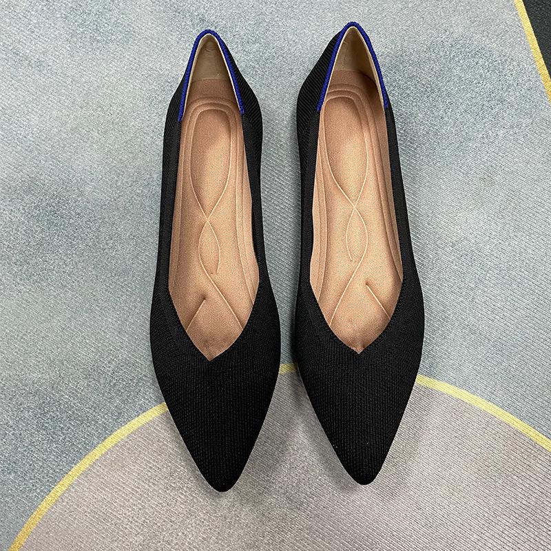 Classic Queen Women's Pointed Toe Fly-Knit Flats, Multicolor, Plus Size 41-43