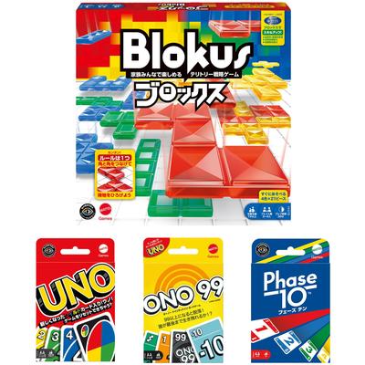 Mattel Games AS11 Familienspiel-Set Oh No und Phase 10 Set Brettkarte Alter 7 und Spielset 4-teilig - Blokus, UNO, 99, - 4-teilig (BJV44, B7696, HHL37,