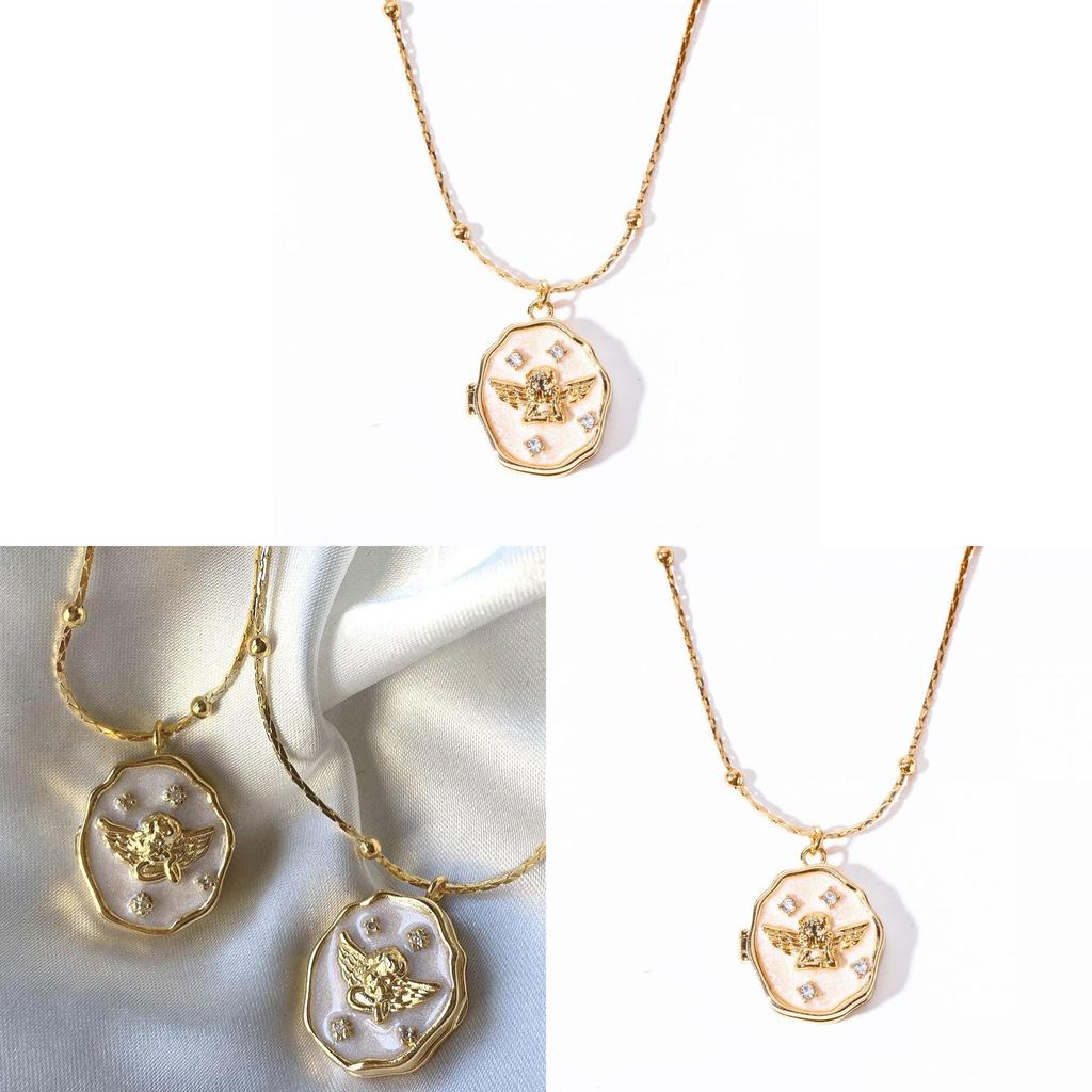 Vintage Copper Locking Necklace For Women With Geometric Pendant And Stones