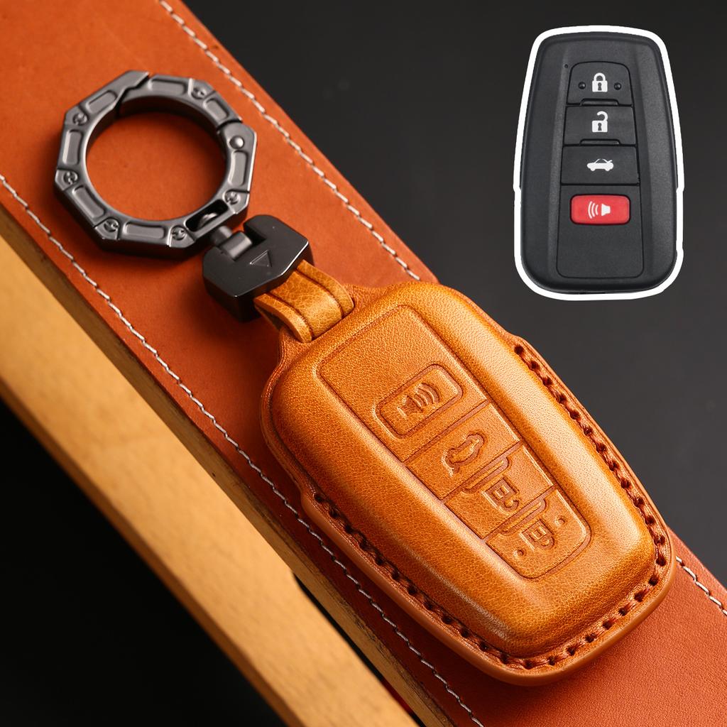 Leather Car Key Fob Case Cover Accessories For Toyota Sienna Rav4 Venza Mirai Hybrid Vehicles Alphard Previa Voxy