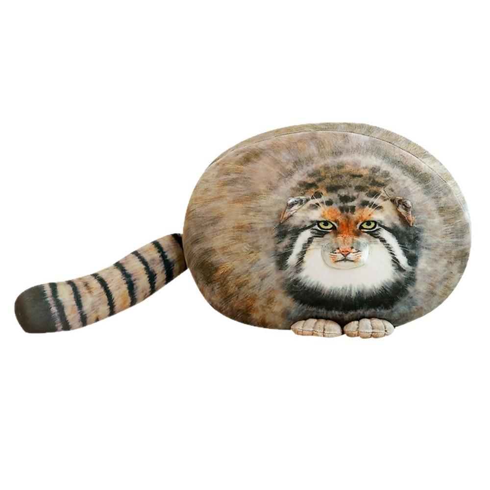 Oreiller Peluche Chat Câlin Simulation Réaliste Oreiller Chat Mignon Jouet Peluche Manul Décoration de Chambre