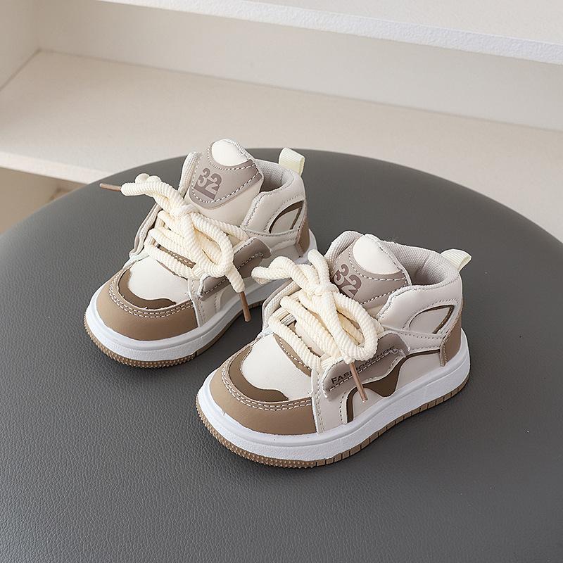 Spring Autumn Kids High Top Sneakers Boys Girls Dopamine Dad Shoes Casual Sports Trainers Baby Bread Walking Shoes