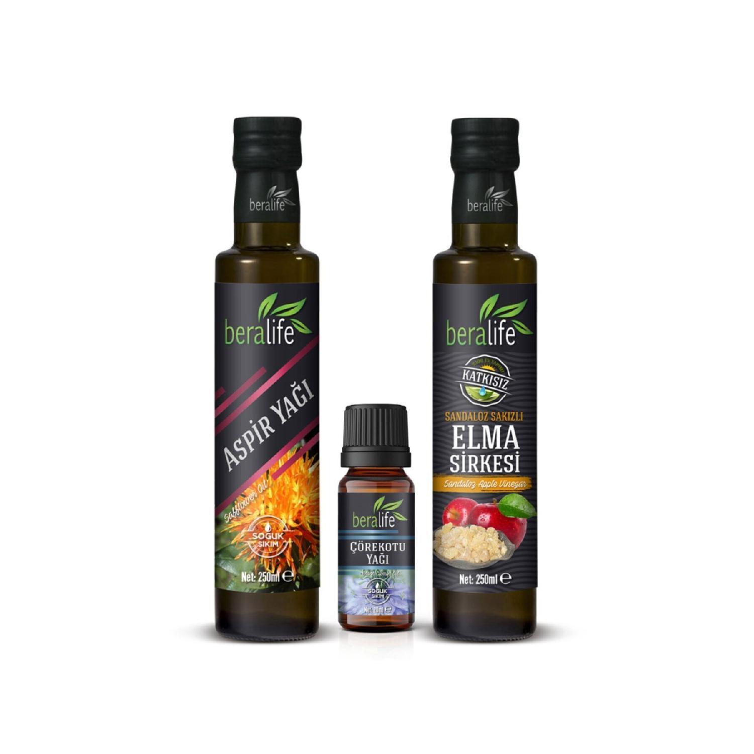 

250 Ml Aspir Oil 250 Ml Sandaloz Gummy Apple Cider Vinegar 20 Ml Black Seed Oil