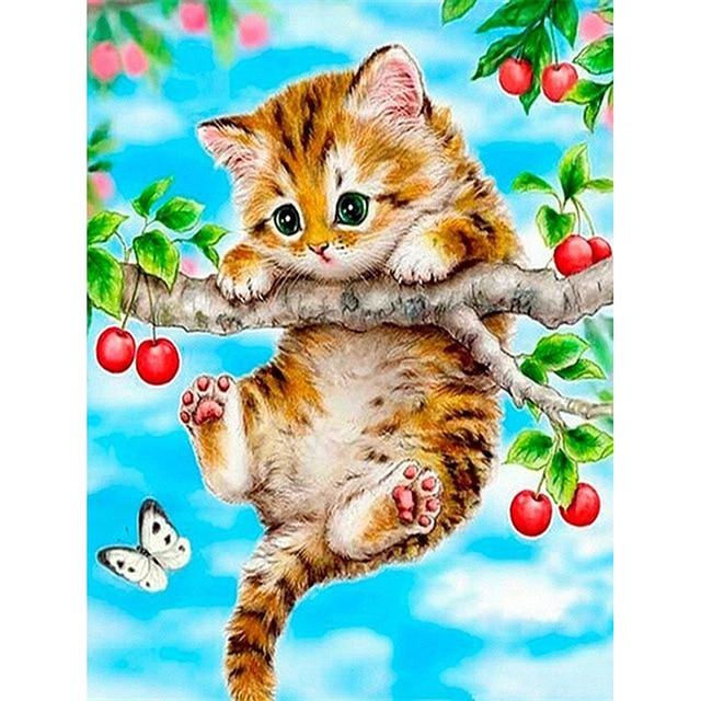 DIY 5D Diamond Painting Autumn Scenery Full Round Square Drill Resin Animal Diamont Embroidery Cat Cross Stitch Home Decor Gift