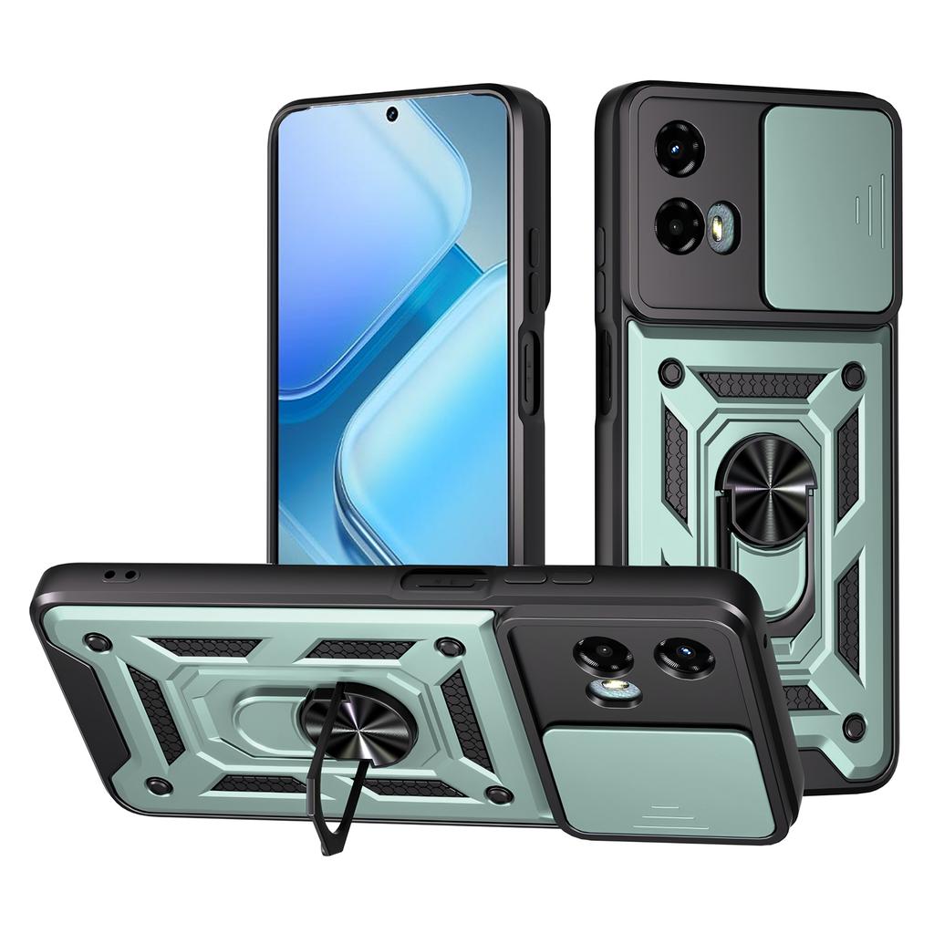 Für Motorola Moto G 5G (2024) Hülle mit Schiebekameraabdeckung PC+TPU Ständer Handyhülle