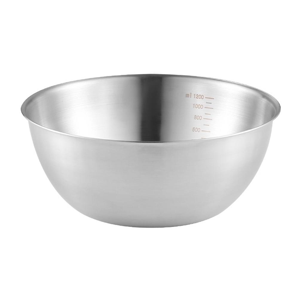 1.2/1.8/2.5L 304 Stainless Steel Bowls Solid Kitchen Storage Bowls Set Anti-scalding Salad Mixing Bowls for Food Soup Storage