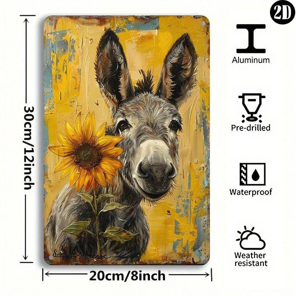 Vintage Metal Poster Donkey Wall Art Decor for Bar Cafe Garage