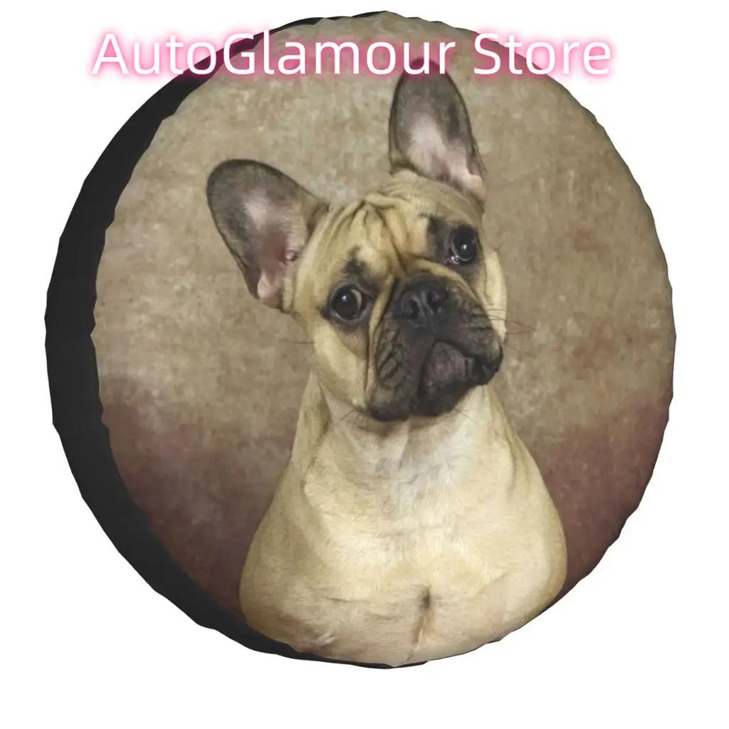 French Bulldog Spare Wheel Tire Cover Case Bag Pouch for Pet Dog Dust-Proof Vehicle Accessories 14" 15" 16" 17" Inch