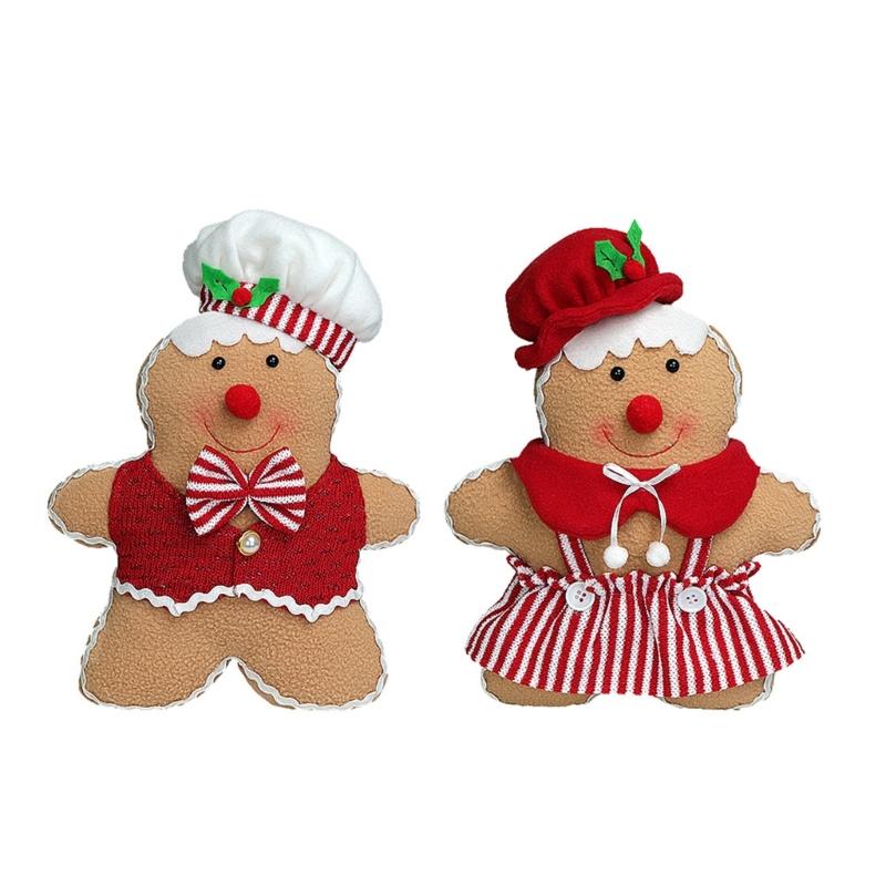Holiday Polyester Gingerbreads Doll Decorative Pillow With Polyester Filling for Winter Comfort