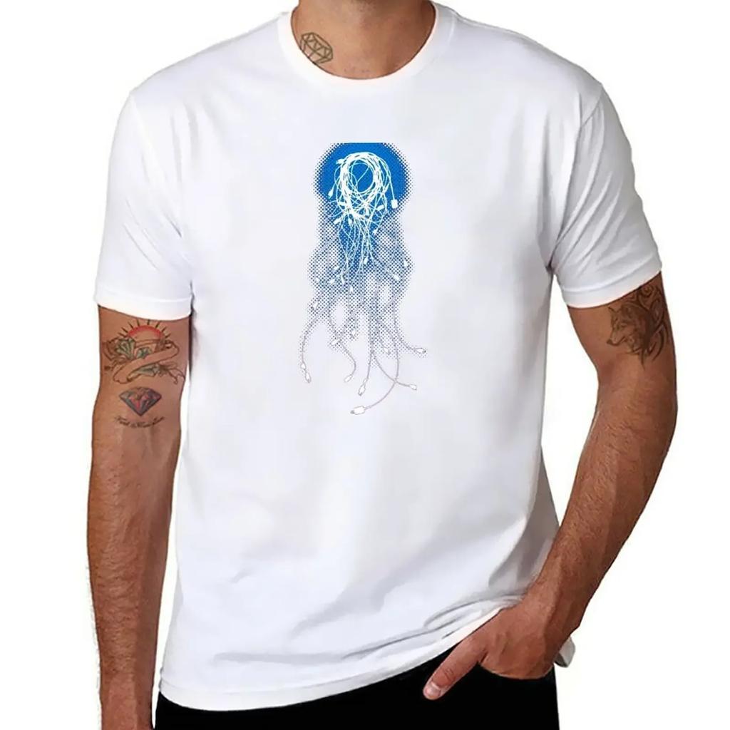 Electric Jellyfish Cable T-Shirt summer tops Short sleeve tee mens clothing