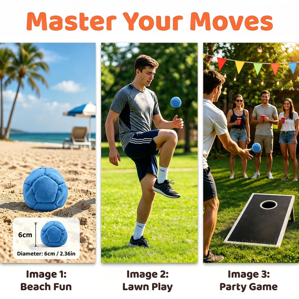 Soft Fabric Hacky Sack Footbag for Adults Boys Girls Outdoor Sports and Recreational Activities Durable Construction