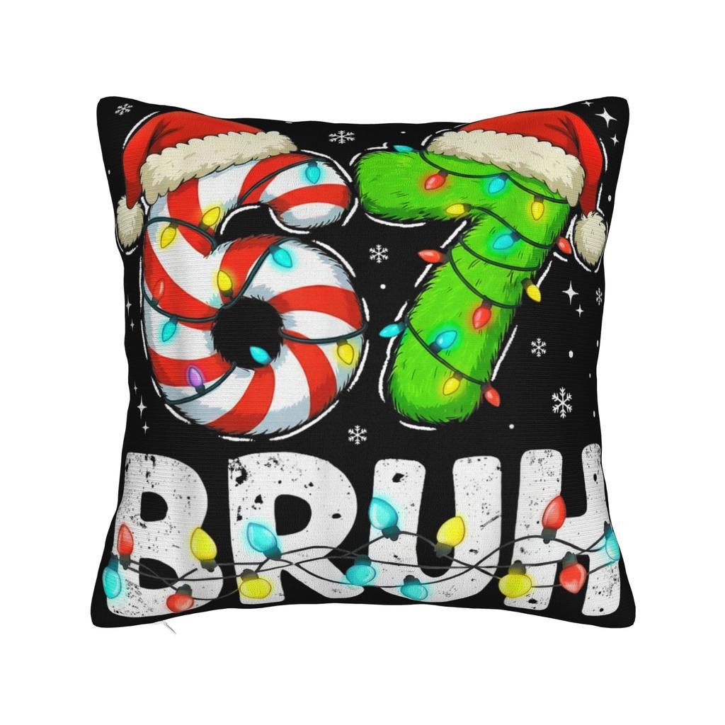 Poszewka na poduszkę Bruh 67 Boże Narodzenie Sześć Siedem 6 7 Mem Pokrycie poduszki Morden Pokrycie poduszki Poszewki na poduszki na krzesło Sofę Dekoracja domu