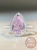925 Silber Wunderschöner Rosa Zirkon Wassertropfen Ring Für Frauen Verlobung Hochzeit Luxuriöser Hohe Qualität Feiner Schmuck