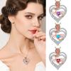 Statement Necklace with Zircons Rose Heart Pendant Rhinestones Elegant Alloy