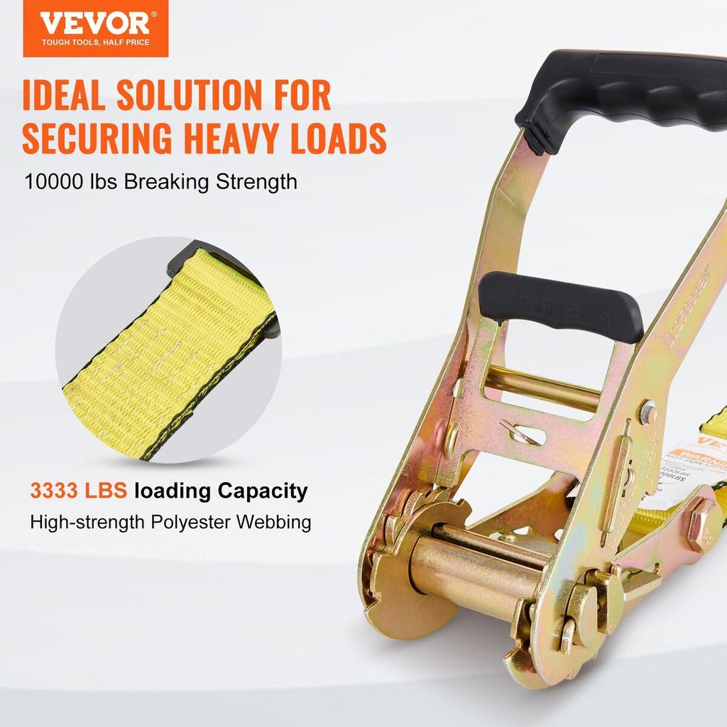 Ratchet Tie Down Straps (10PK), 10000 lb Break Strength, Endless Ratchet with 10 Premium 2" x 30' Tie Downs Heavy Duty, Track Spring Fittings for