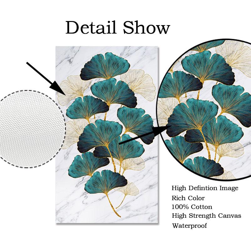 Verde, auriu, frunze de plante, poster abstract, imprimare canvas nordic, pictură de artă de perete, imagine modernă, decorare intrare pentru sufragerie