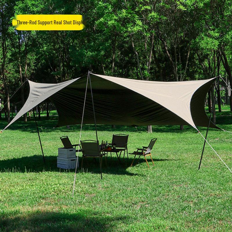 Heavy-Duty Black Oxford Cloth Tarp: Portable, Rainproof, Sunshade for Outdoor Camping, Picnic, Beach, Courtyard