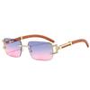 Fashion sunglasses new frameless trimmed diamond Internet celebrity street photography trend versatile box sunglasses
