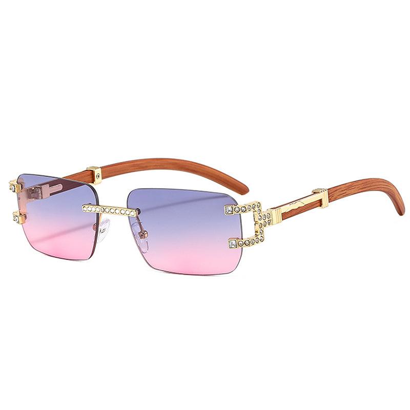 Fashion sunglasses new frameless trimmed diamond Internet celebrity street photography trend versatile box sunglasses