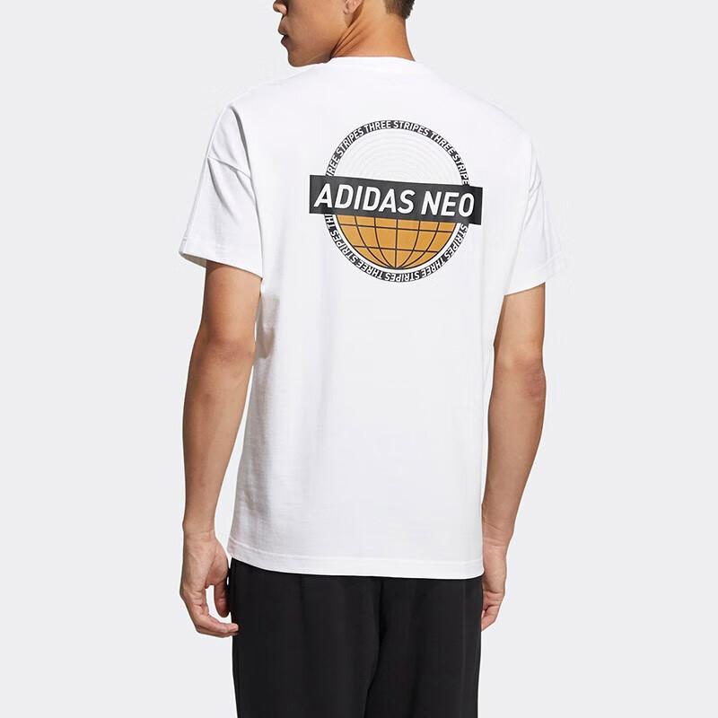 Adidas Neo Letter Pattern Printed Round Neck Short Sleeve T-Shirt Men T-Shirts White HC9689