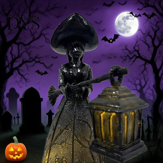 Spooky Witch Light Halloween Lamp Decoration, Gothic Holding Lantern Light, Party Ornaments Battery Powered Decorative for Home Office Porch