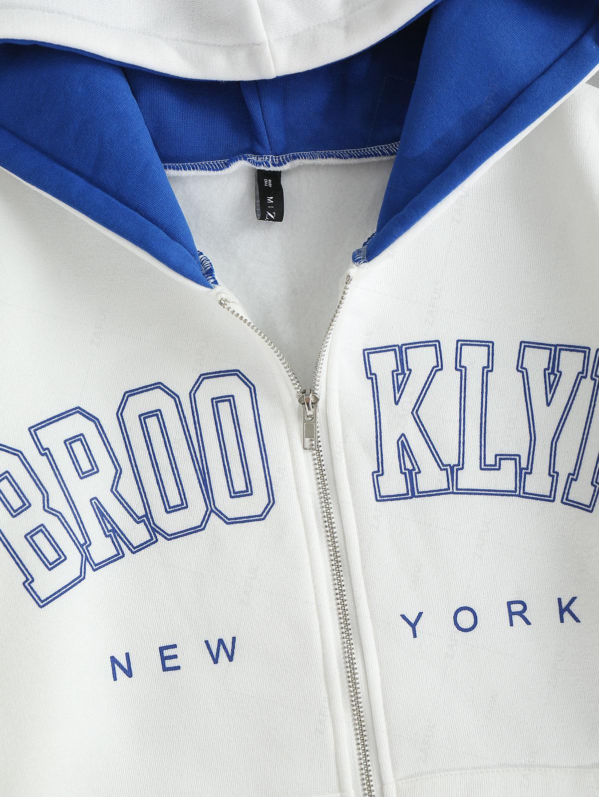 Толстовка с капюшоном ZAFUL Full Zip BROOKLYN NEW YORK с графическим покрытием — фото 3