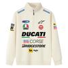 Ducati Corse MotoGP Racing Half-Zip Sweatshirt, Men Women Black Oversized Streetwear Pullover with Full Sponsor Print