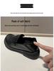 Women's Black British Style Leather Loafers: Thick Sole, Chunky Heel, Round Toe, Two-Wear Design - Spring 2025