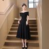 One-word Shoulder White Summer Evening Dress Host Temperament Banquet Can Usually Wear French Graduation Dress