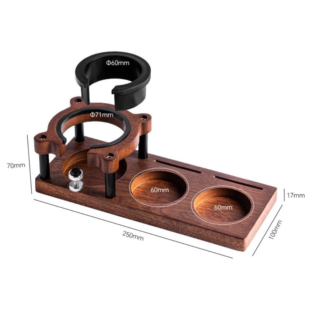 Solid Wood Espresso Tamping Station 51-58mm Adjustable Height Portafilter Holder Non-Slip Coffee Tamper