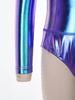 Kids Girls Zipper Metallic Leotard Long Sleeve Shiny Bodysuit for Jazz Dance Stage Performance Cosplay Theme Party Costume