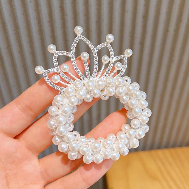 

Жемчужная корона резинка для волос высокий хвост для девочек - Милый эластичный аксессуар-повязка на голову для детей