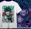 2026 My Hero Academia T-shirt, Cotton Tee with Izuku Midoriya Deku "One for All" Smash Action Art Print, Oversized Streetwear