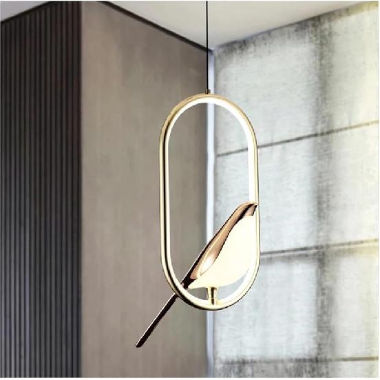 

Chandelier, Nordic Creative Magpie Pendant Lights Light Luxury Hanging Lamp Study Bedroom Bedside Kitchen Island Led Chandelier (Color : Round), Longer