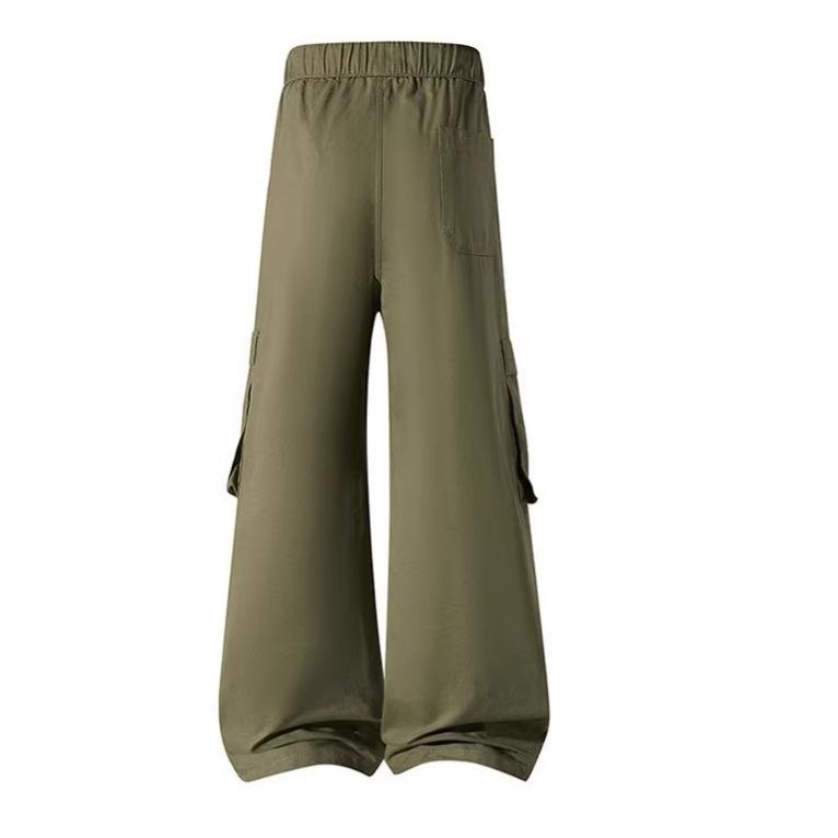 Spring, Summer and Autumn Four Seasons New European, American and Japanese Tooling Pure Cotton High Straight Sports Casual Pants Men's Trendy Pants