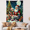 Christmas Family with Santa Claus Patterned Tapestry Decorative Wall Hanging, Home Bedroom Living Room Decor