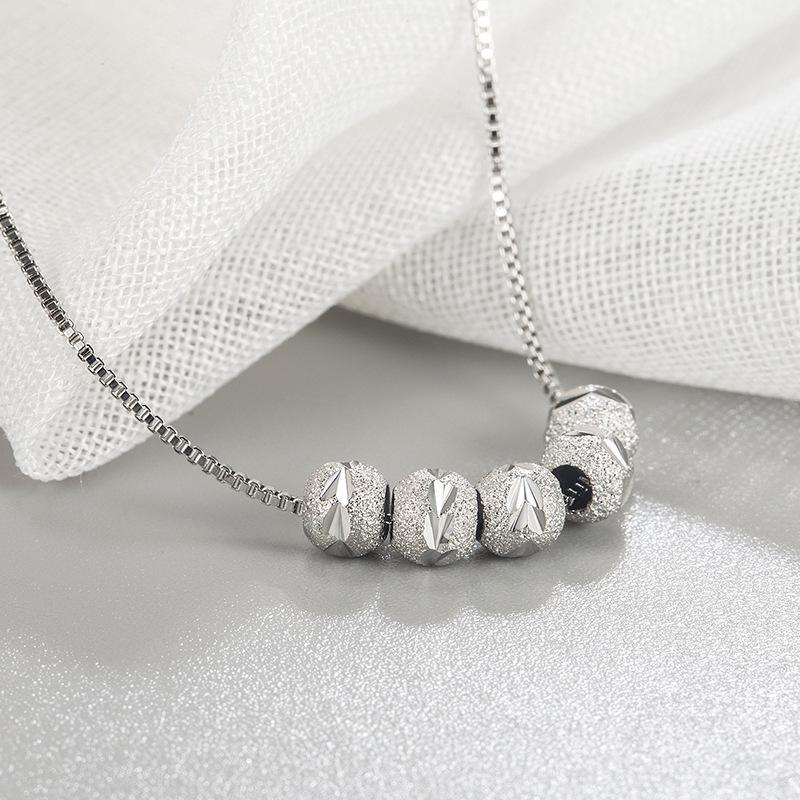 Eco-friendly Glitter Bead Necklace: Elegant & Versatile Clavicle Chain for Women серебряный