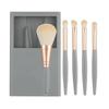 New 5-Piece Makeup Brush Set with Mirror – Travel-Friendly for Loose Powder & Eyeshadow