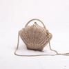 Shell Shaped Chain Small Messenger Bag Rattan Woven Ins Beach Vacation Mobile Phone Fashionable Crossbody Bag Beach Straw Bag