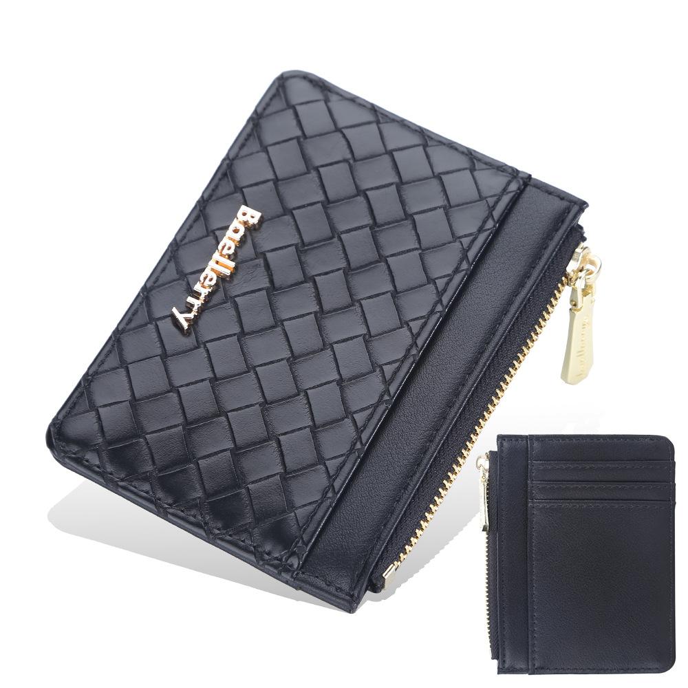 Baellerry Women's Short Purse Woven Pattern Wallet Zipper Coin Purse Fashion Card Holder Pu Leather Billfold